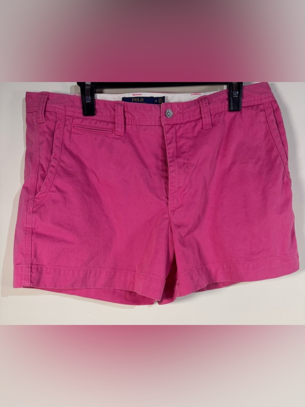Ralph Lauren womens Pink Flat Front Chino Shorts